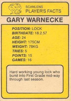 1981 Scanlens #166 Gary Warnecke Back